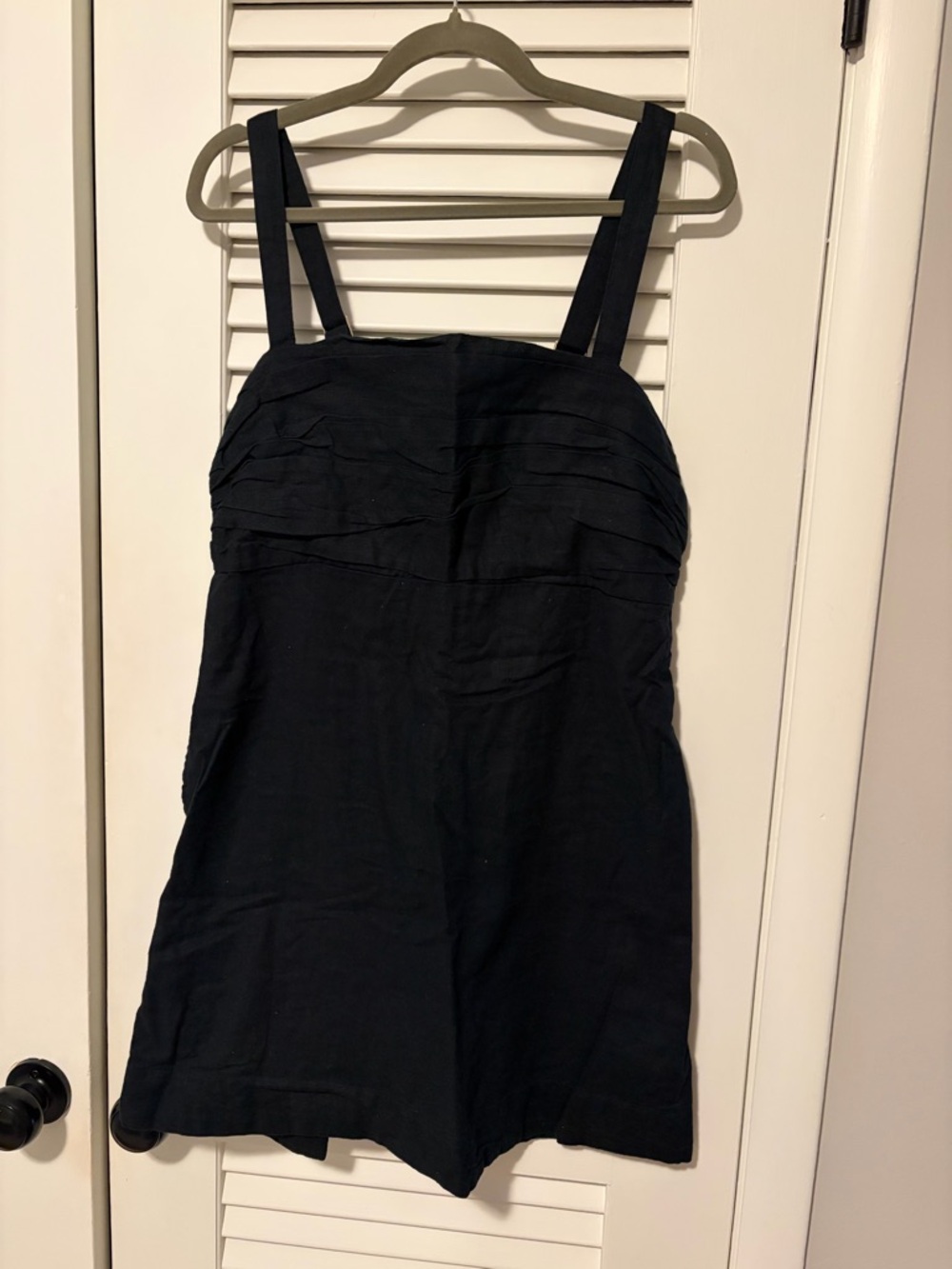 Abercrombie Black Linen Blend Romper with Square Neck